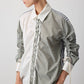 Camicia in popeline color block con arricciature