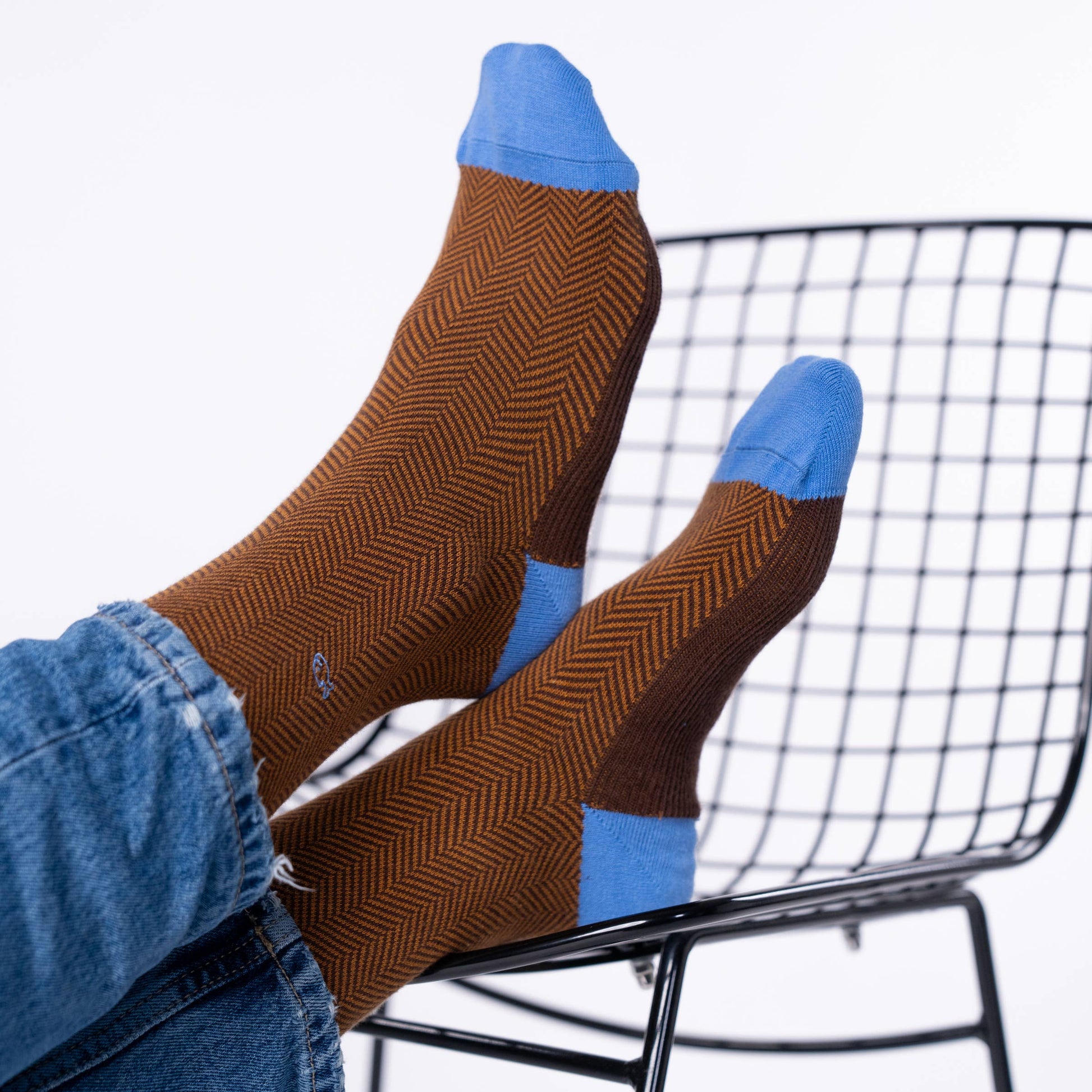 Calzini in cotone pettinato a motivo chevron