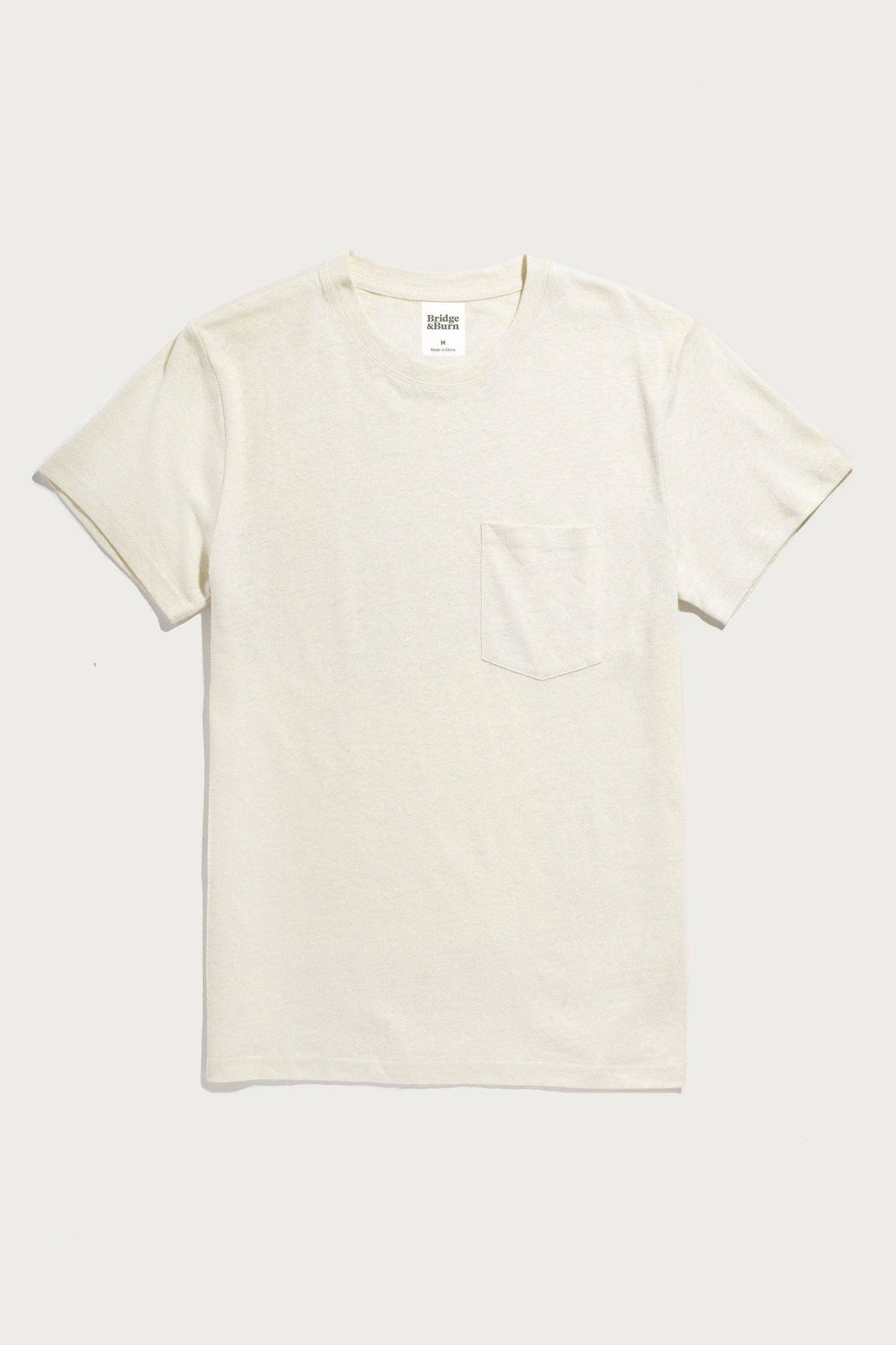 T-shirt uomo in canapa e cotone bio con taschino avorio