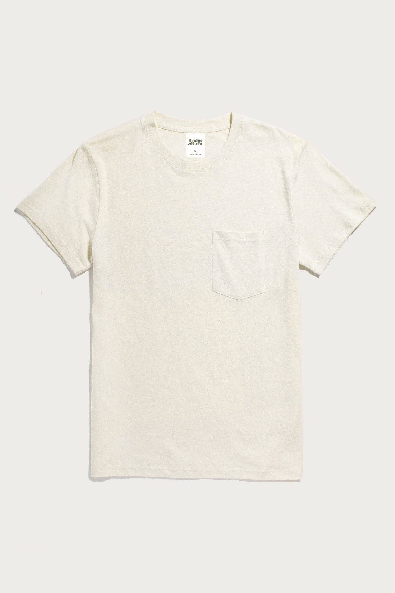 T-shirt uomo in canapa e cotone bio con taschino avorio