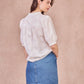 Gonna denim in cotone a vita alta con cintura