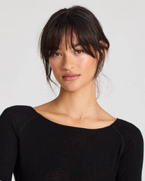 Top Amalie in lana e viscosa nero