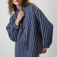 Giacca in gabardine a righe blu navy