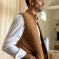 Gilet imbottito in lana merino con tasche color cammello