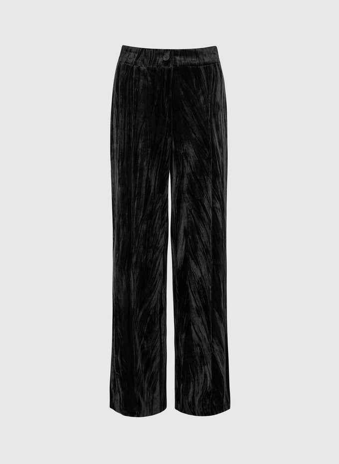 Pantaloni neri in velluto a vita alta Patrilou