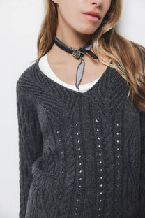Maglione in maglia strutturata con scollo a V