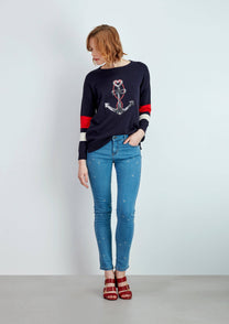 Maglione con ancora di paillettes