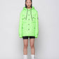 Giacca trapuntata a rombi verde fluo con cappuccio
