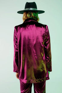 Blazer con revers a contrasto blu