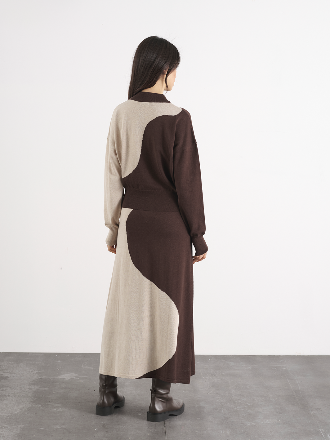 Set maglia e gonna lunga bicolore in maglia