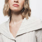 Cardigan a costine con collo ampio