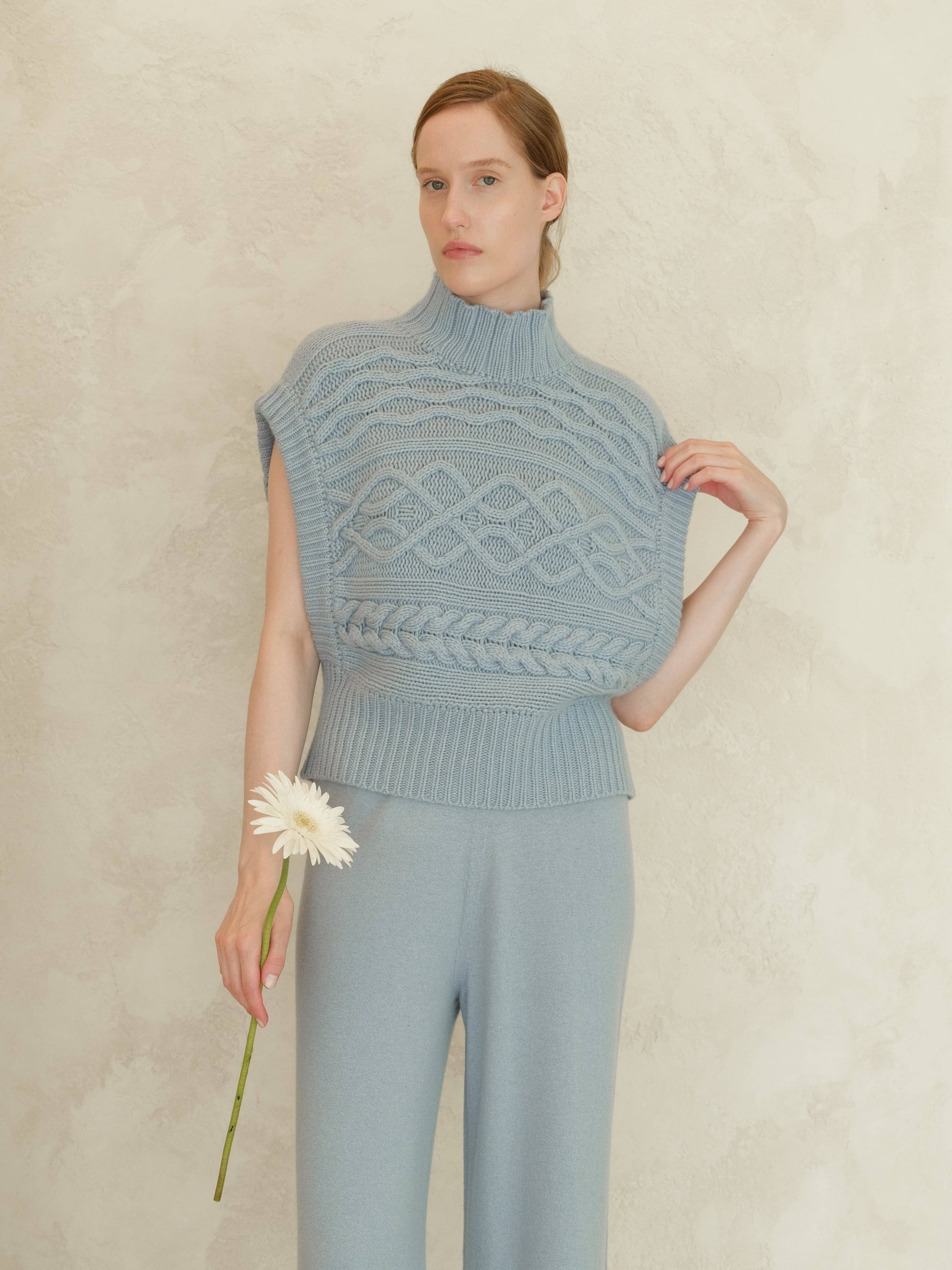 Tunica maxi a trecce in misto cashmere
