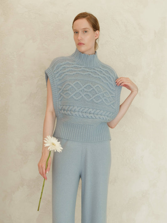 Tunica maxi a trecce in misto cashmere