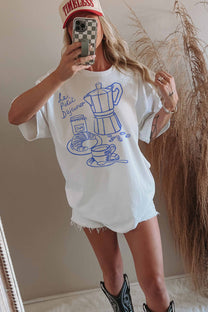 T-shirt oversize grafica “Le Petit Déjeuner” in cotone