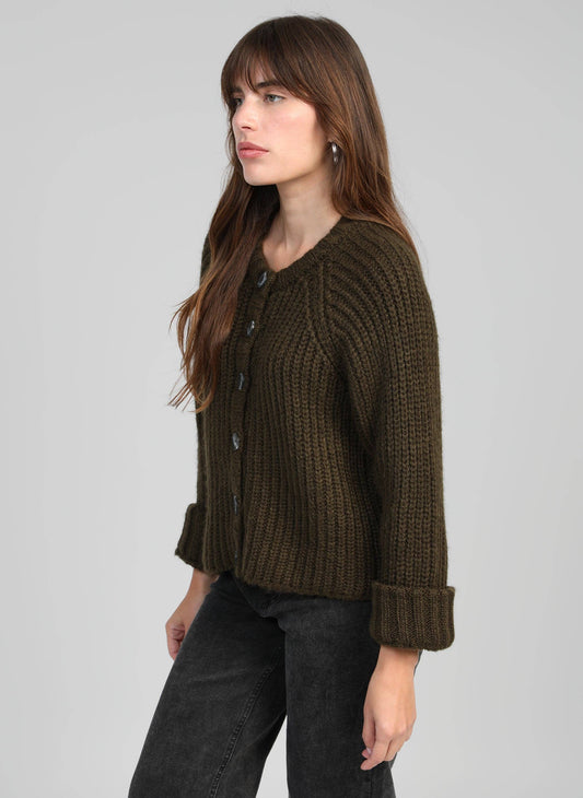 Cardigan in maglia color kaki