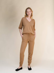 Pantaloni yoga in misto cashmere 3D knit
