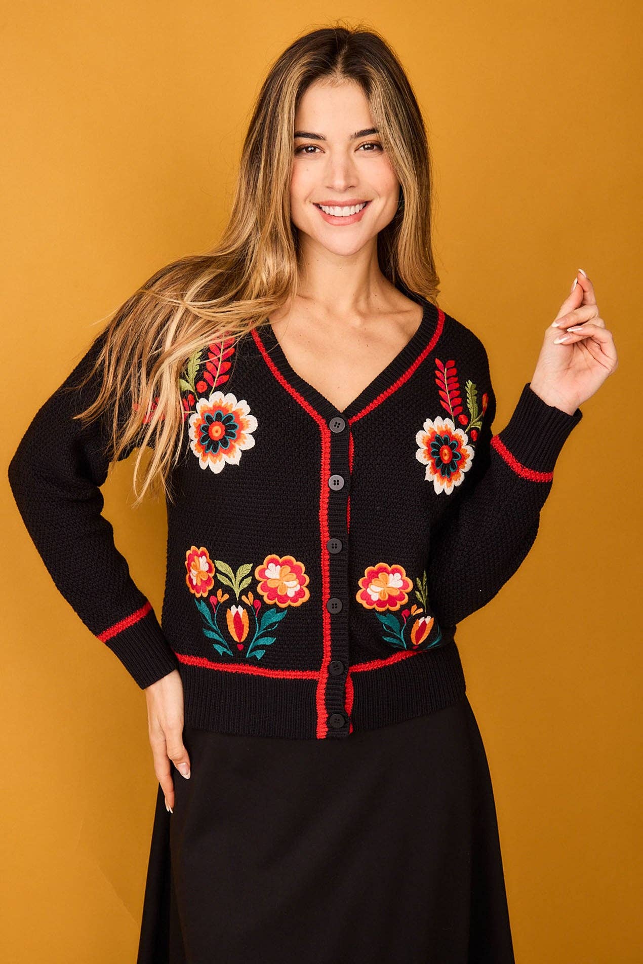 Cardigan Senda nero ricamato