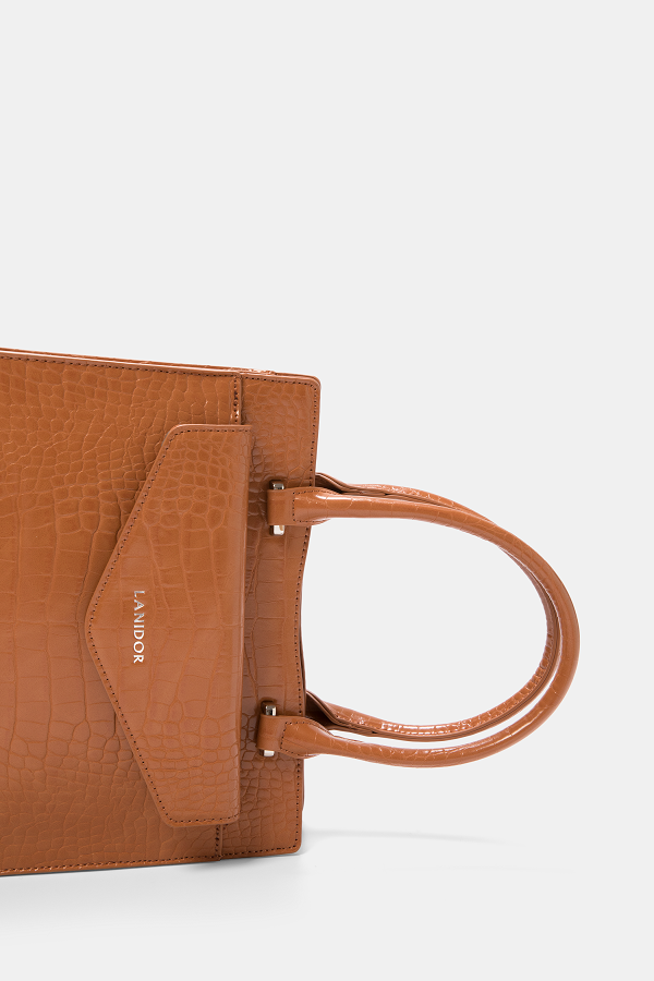 Borsa a mano effetto coccodrillo con tracolla