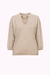 Maglia morbida con scollo a V e dettaglio catena