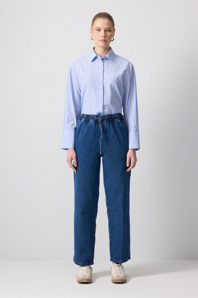Pantaloni in denim con vita elasticizzata