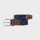 Cintura elastica intrecciata Oxford con dettagli in pelle