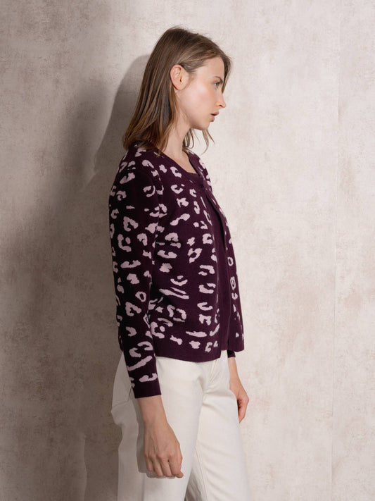 Cardigan jacquard animalier da donna