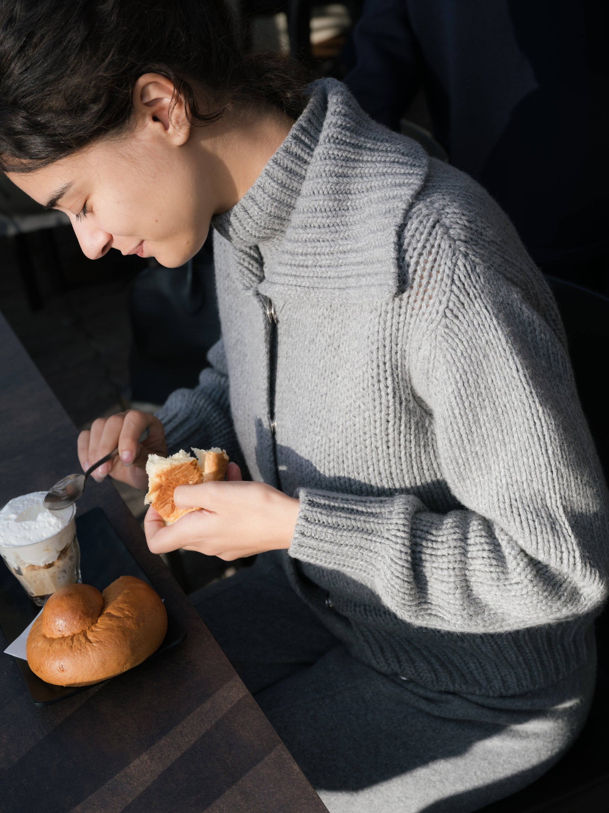 Cardigan chunky in misto cashmere