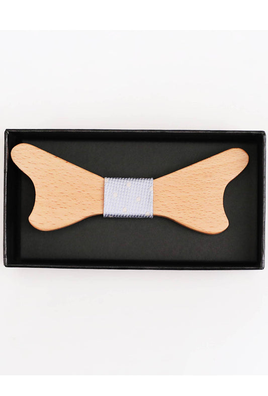 Papillon in legno con fazzoletto da taschino coordinato