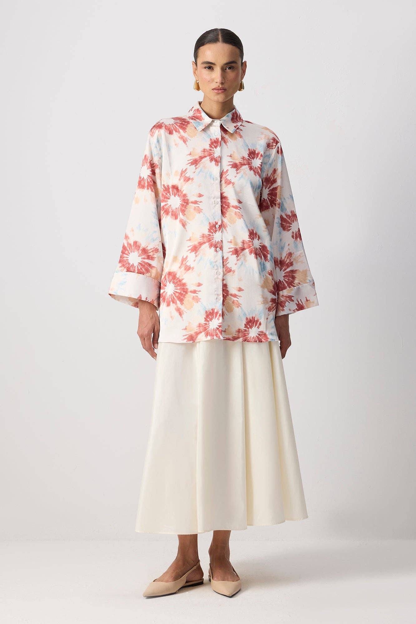 Camicia in raso a fantasia
