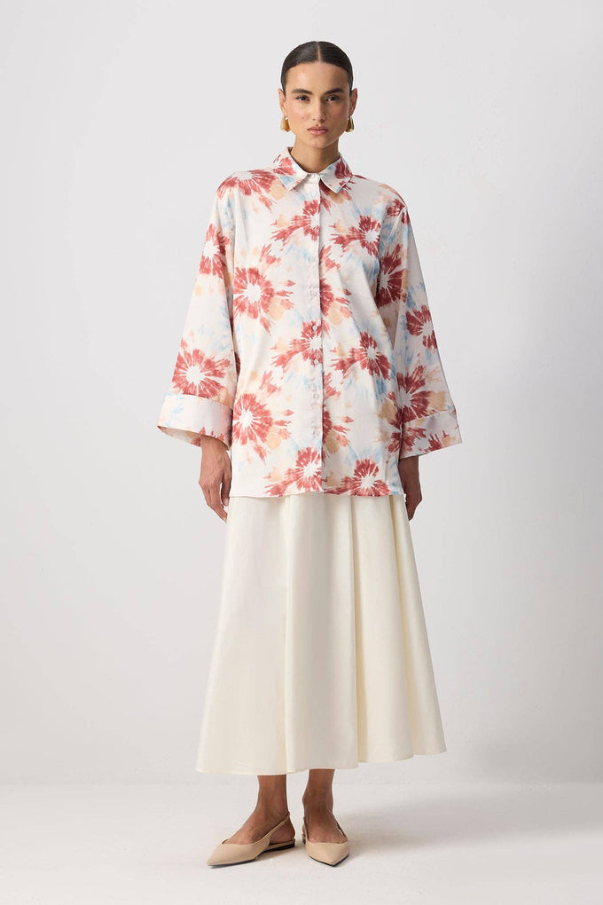 Camicia in raso a fantasia