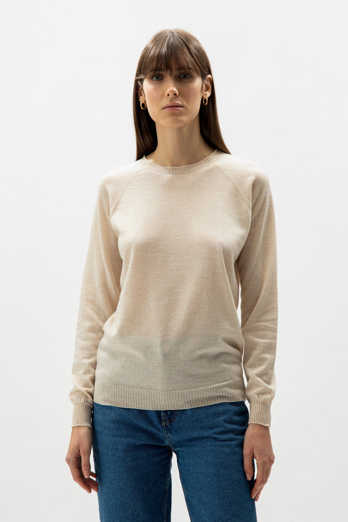 Pullover girocollo in lana merino extrafine