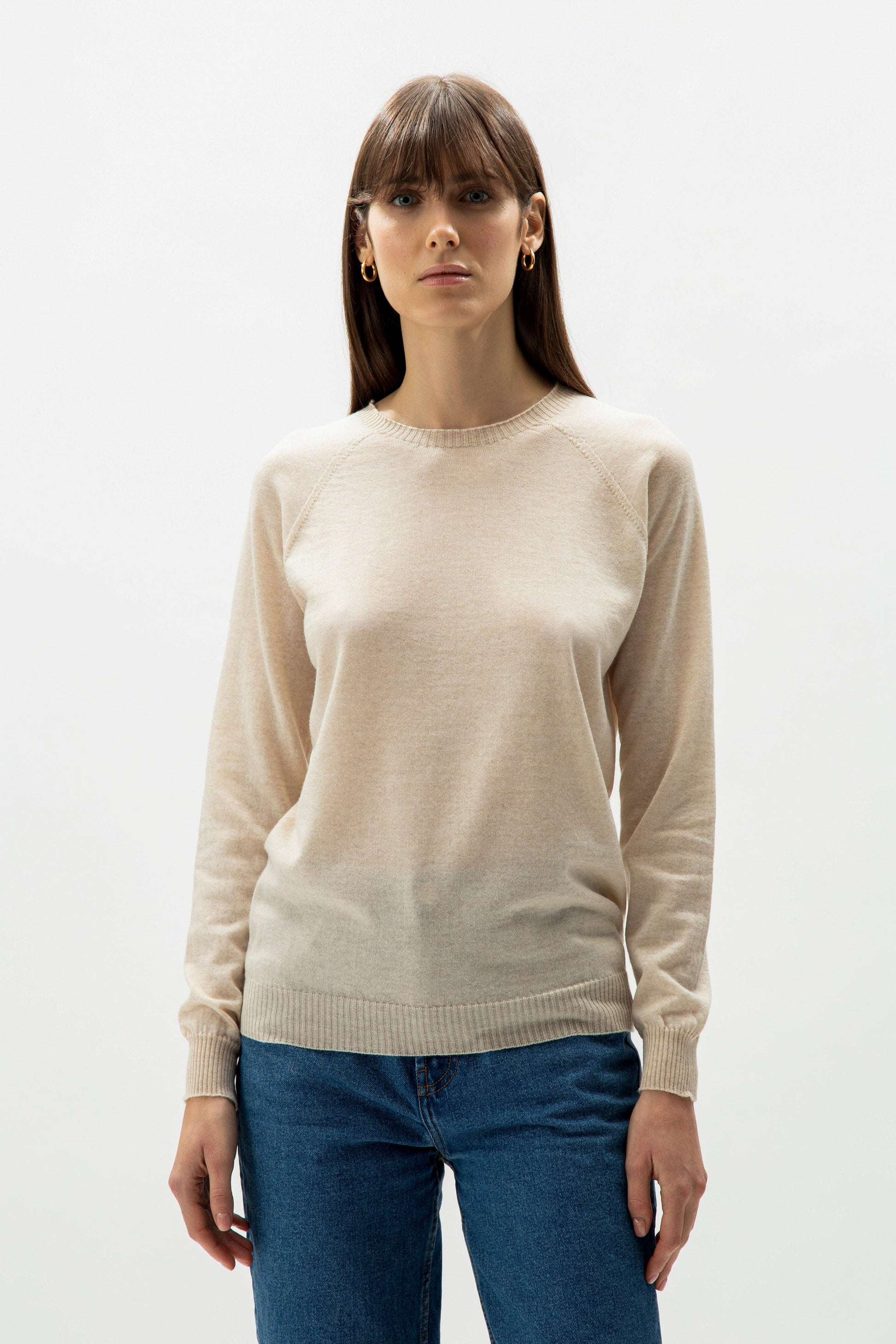 Pullover girocollo in lana merino extrafine