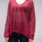 Maxi Maglia Scollo a V con Spacco Laterale in Maglia 3D