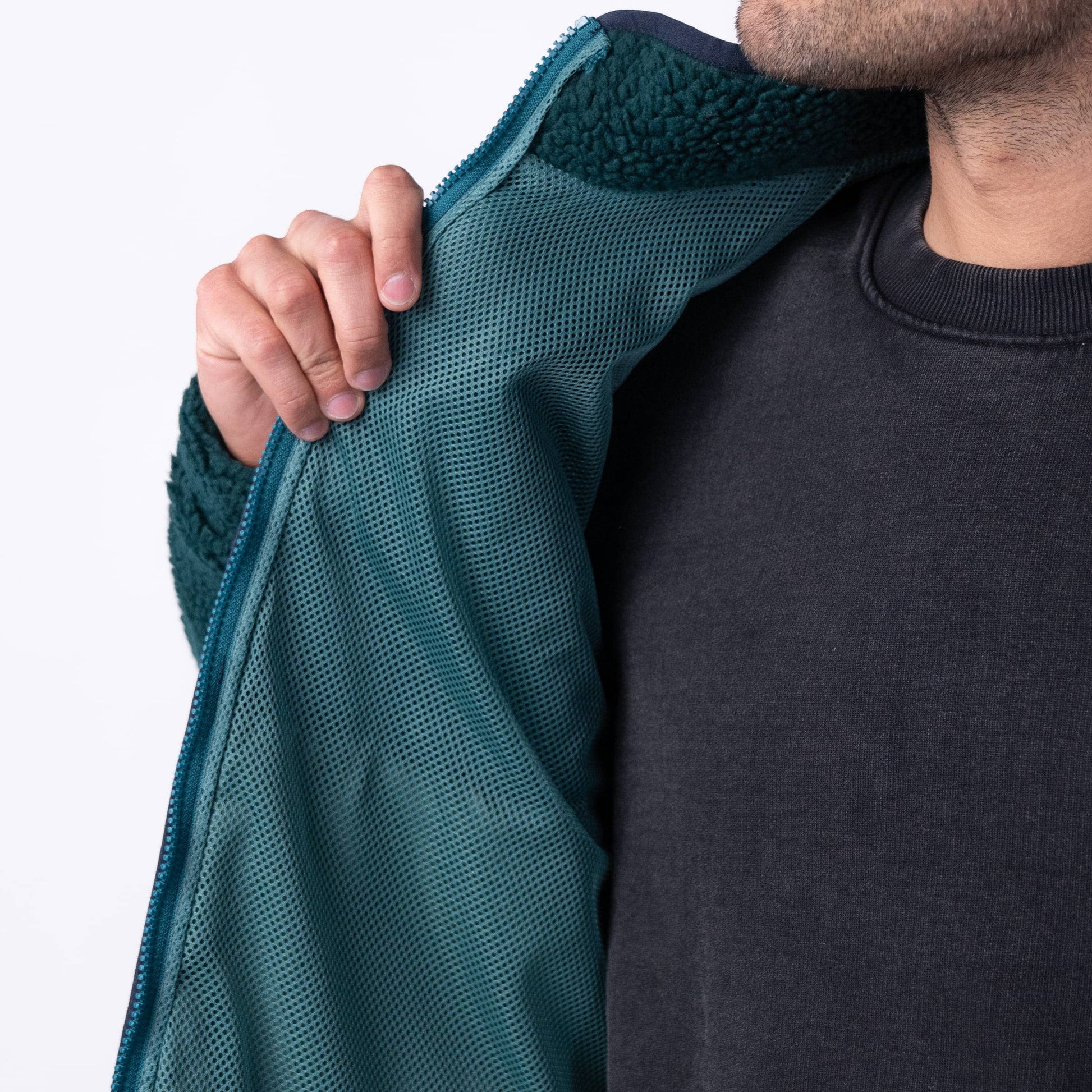 Giacca sherpa imbottita bicolore verde