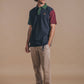 Polo color block in cotone biologico blu