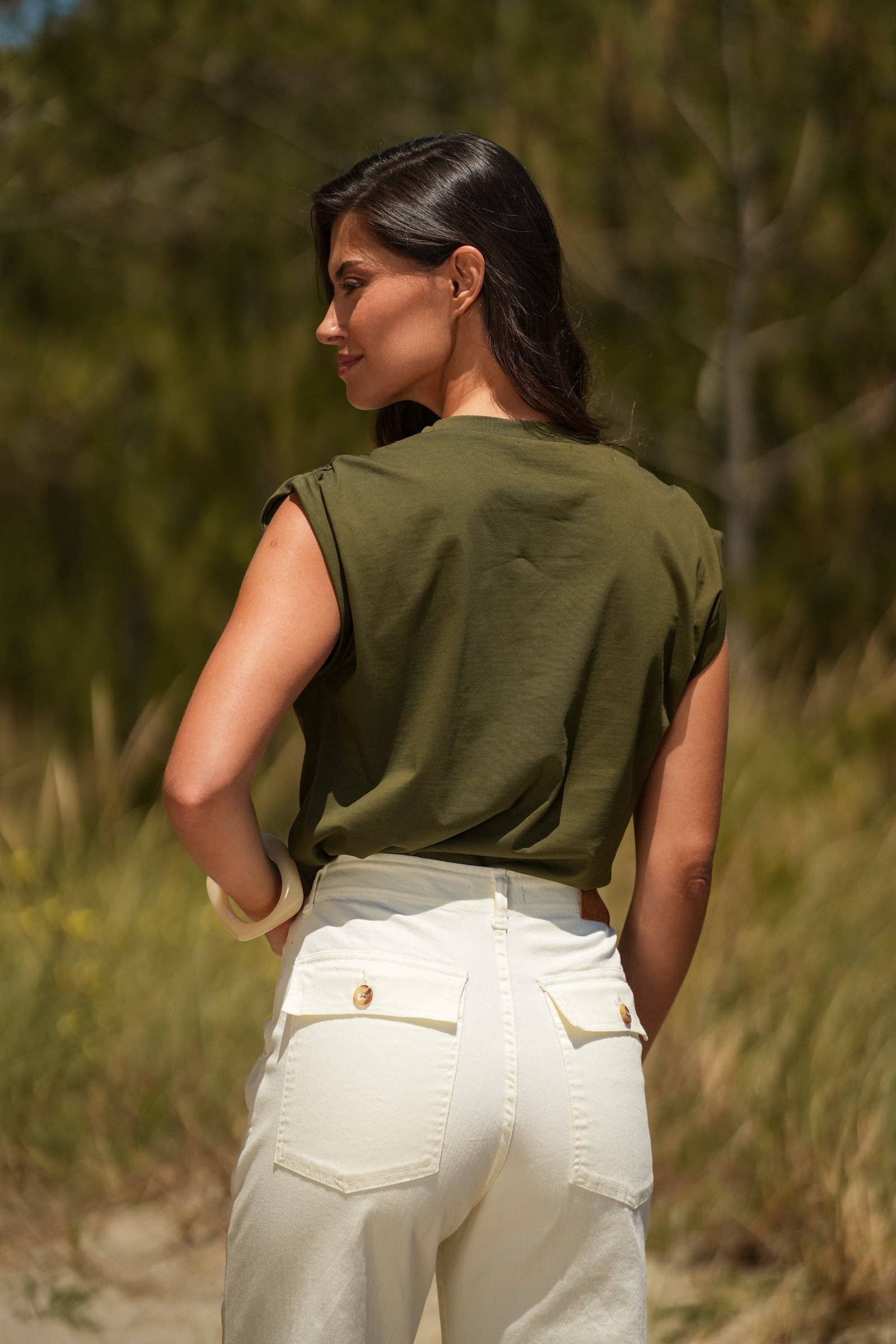 Pantaloni in tela a vita alta