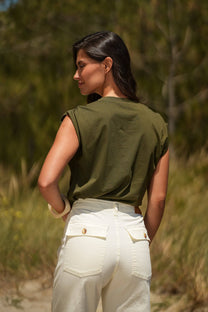 Pantaloni in tela a vita alta