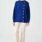 Maglione oversize con bottoni laterali blu mezzanotte