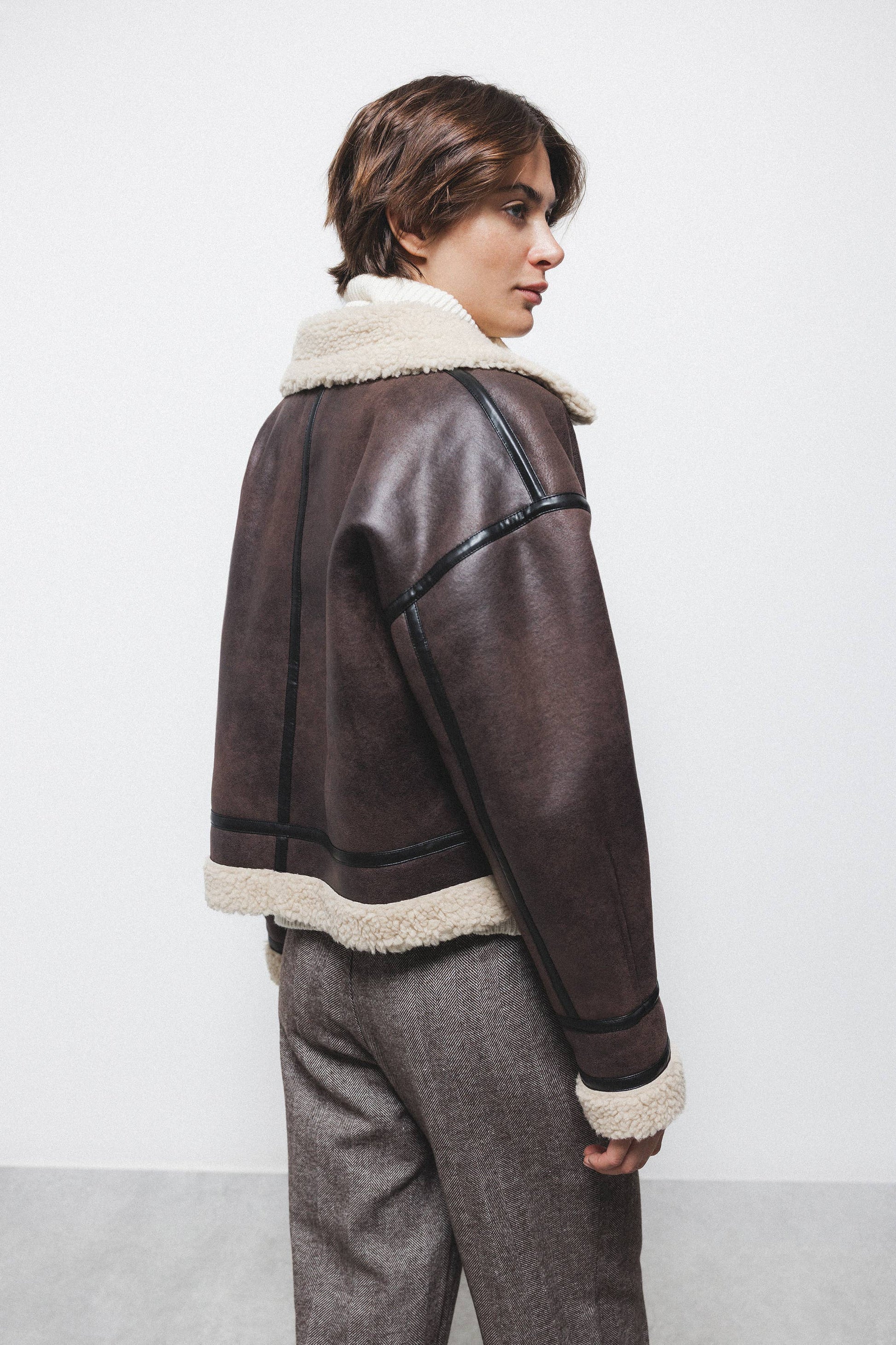 Cappotto double face in eco pelliccia con zip