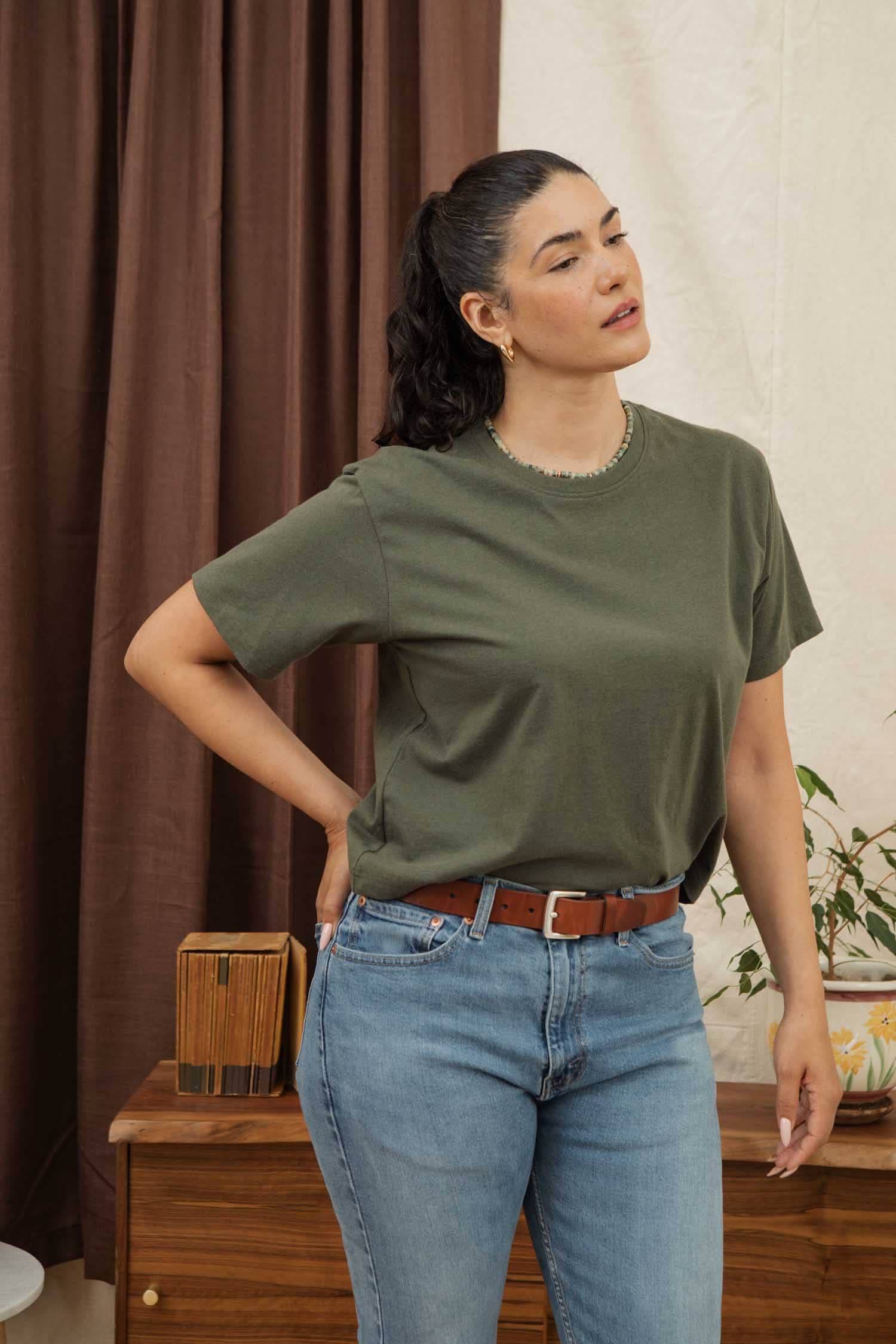 T-shirt boxy riciclata oliva