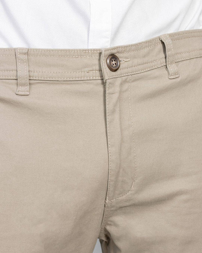 Pantaloni chino elasticizzati beige in cotone