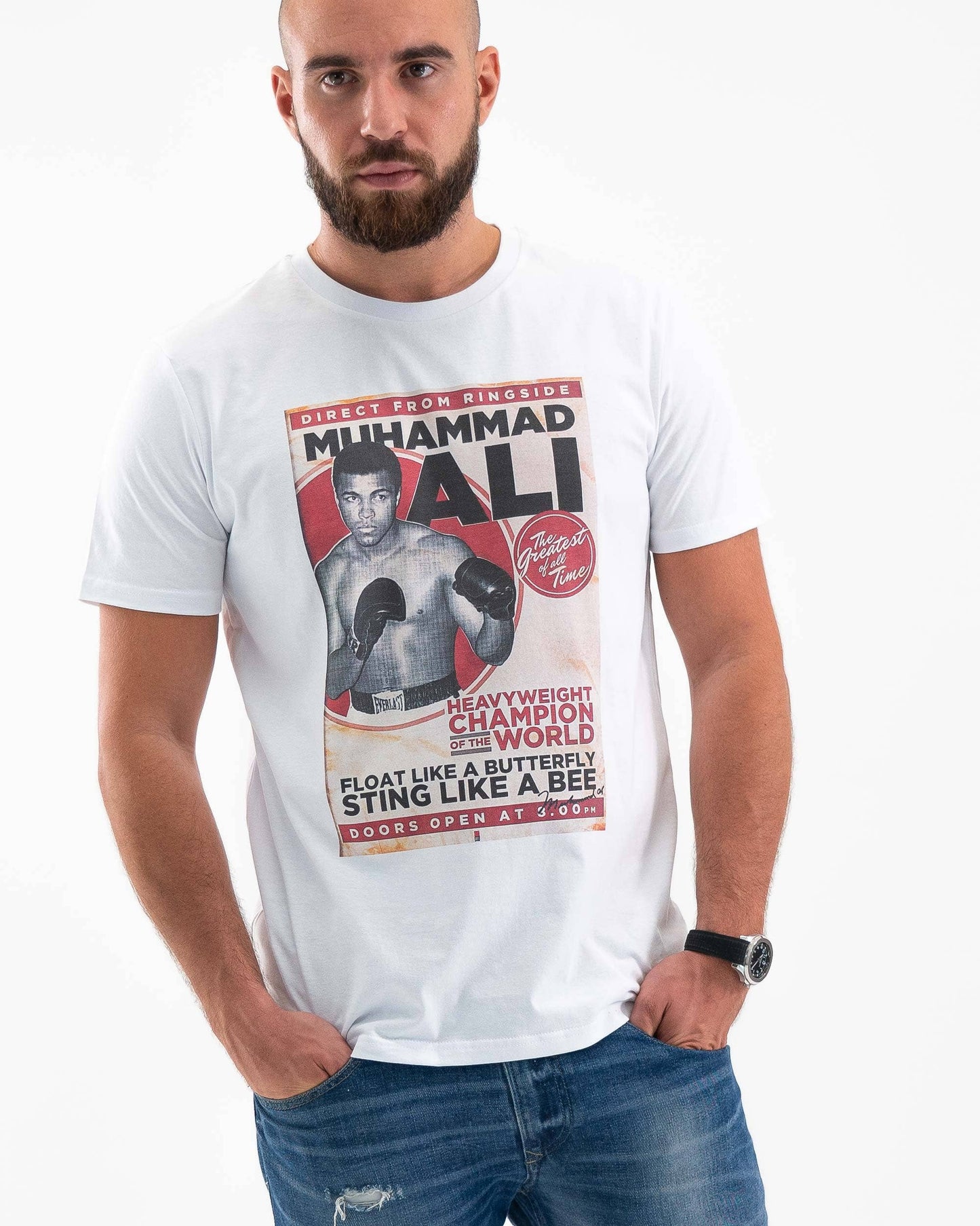 T-shirt Muhammad Ali con stampa boxing in cotone biologico