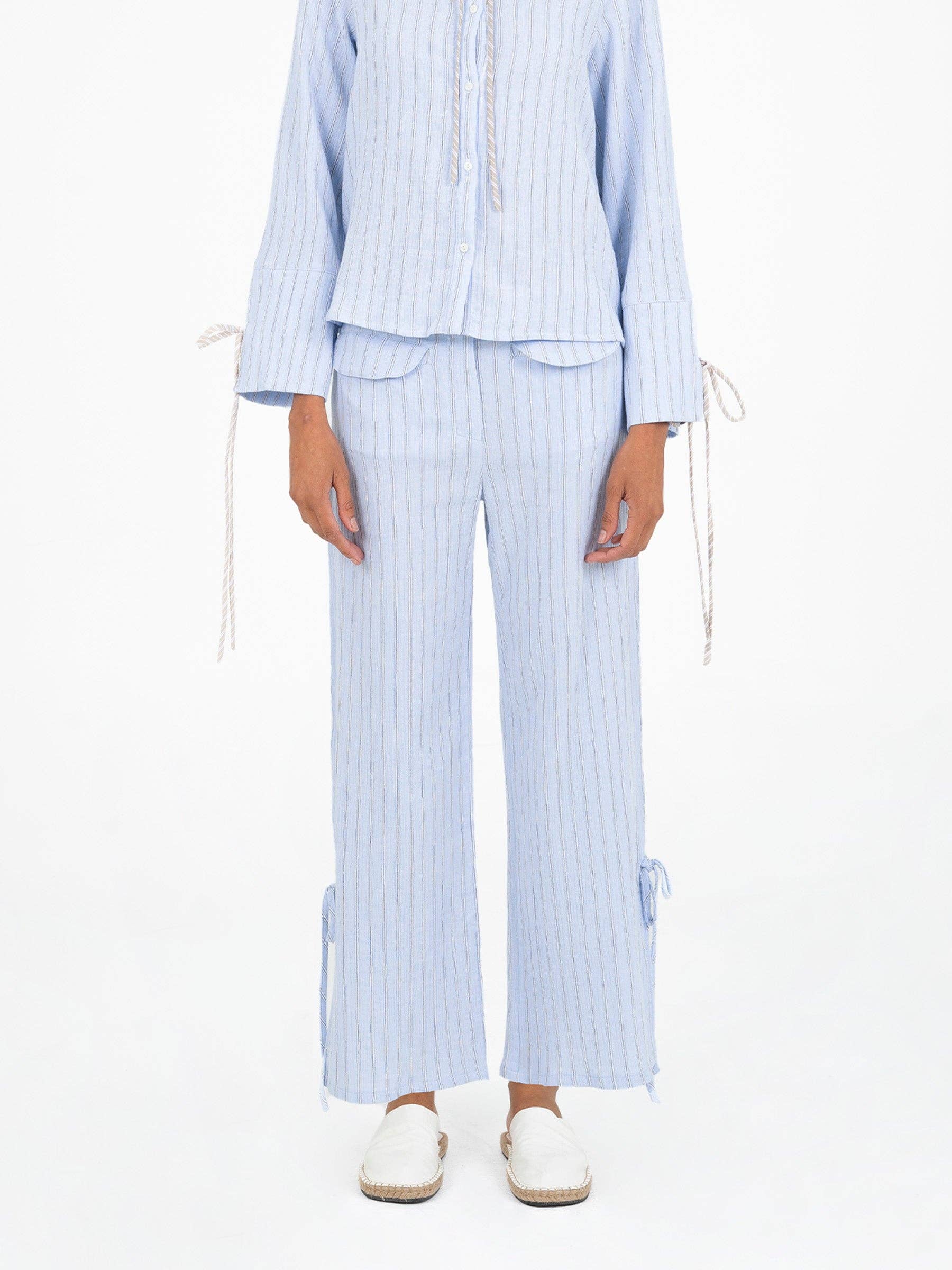 Pantaloni a Righe Blu Skyline