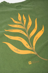 T-shirt pigmentata Confitera verde con stampa palmata