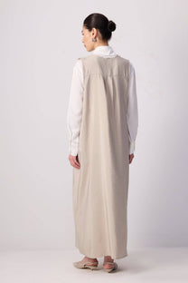 Abito lungo smanicato con zip frontale