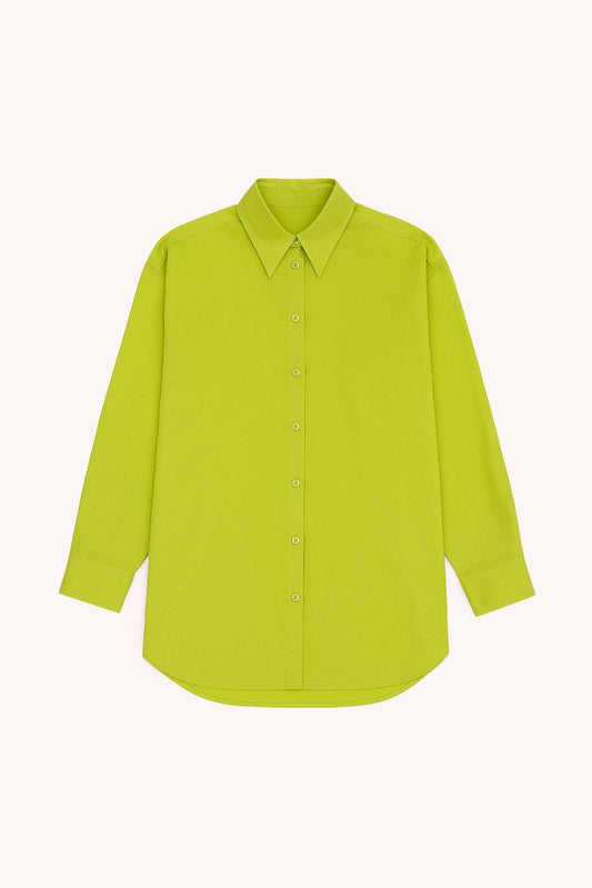 Camicia in popeline oversize verde lime