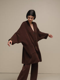 Cardigan cappotto in maglia oversize con bottoni