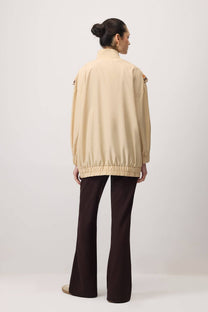 Giacca impermeabile ricamata beige