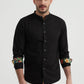 Camicia nera premium con colletto alla coreana