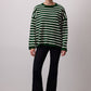 Maglione in maglia a righe verde e bianco